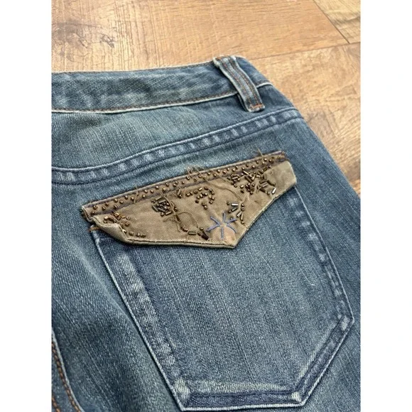 Vintage Calvin Klein Ultra Low Boot Cut Flaired Jeans Embroidered Pockets 32x31 - Picture 8 of 12